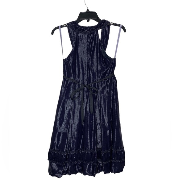 Rare Vera Wang Lavender Label Silk/Metallic Halter Mini Dress - Picture 2 of 11